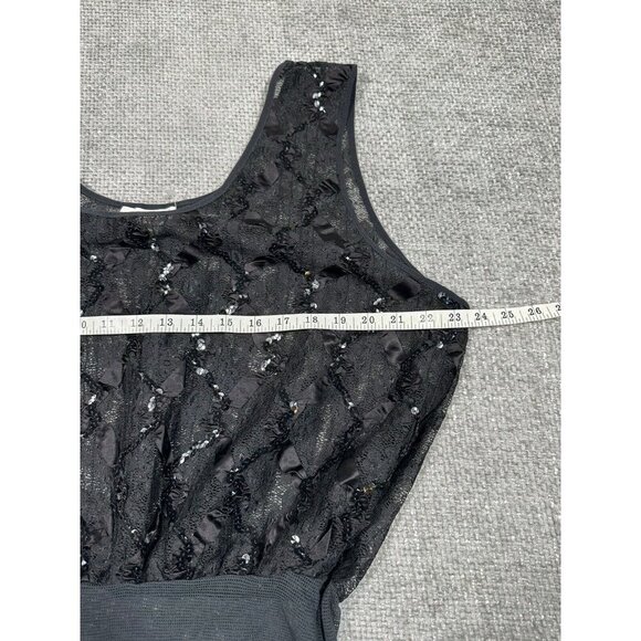 NWOT Vintage Delicates Bodysuit Womens 2X 22/24 Black Sheer Sequin‎ Sexy - Picture 6 of 15